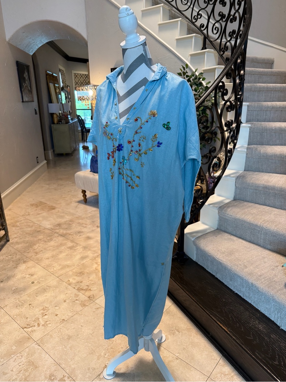 ⸻

Hand-Embroidered Djerbian Caftan Dress – One of a Kind